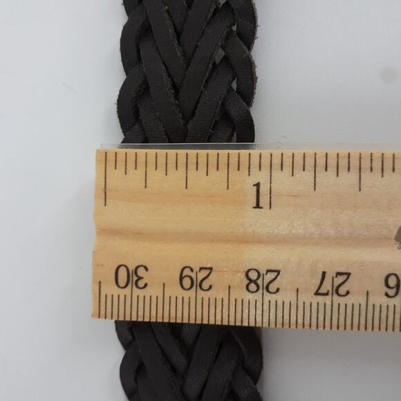 Children's Place Kid's Black Genuine Leather Belt Size 22" Weaved Braided Girl - Picture 8 of 8